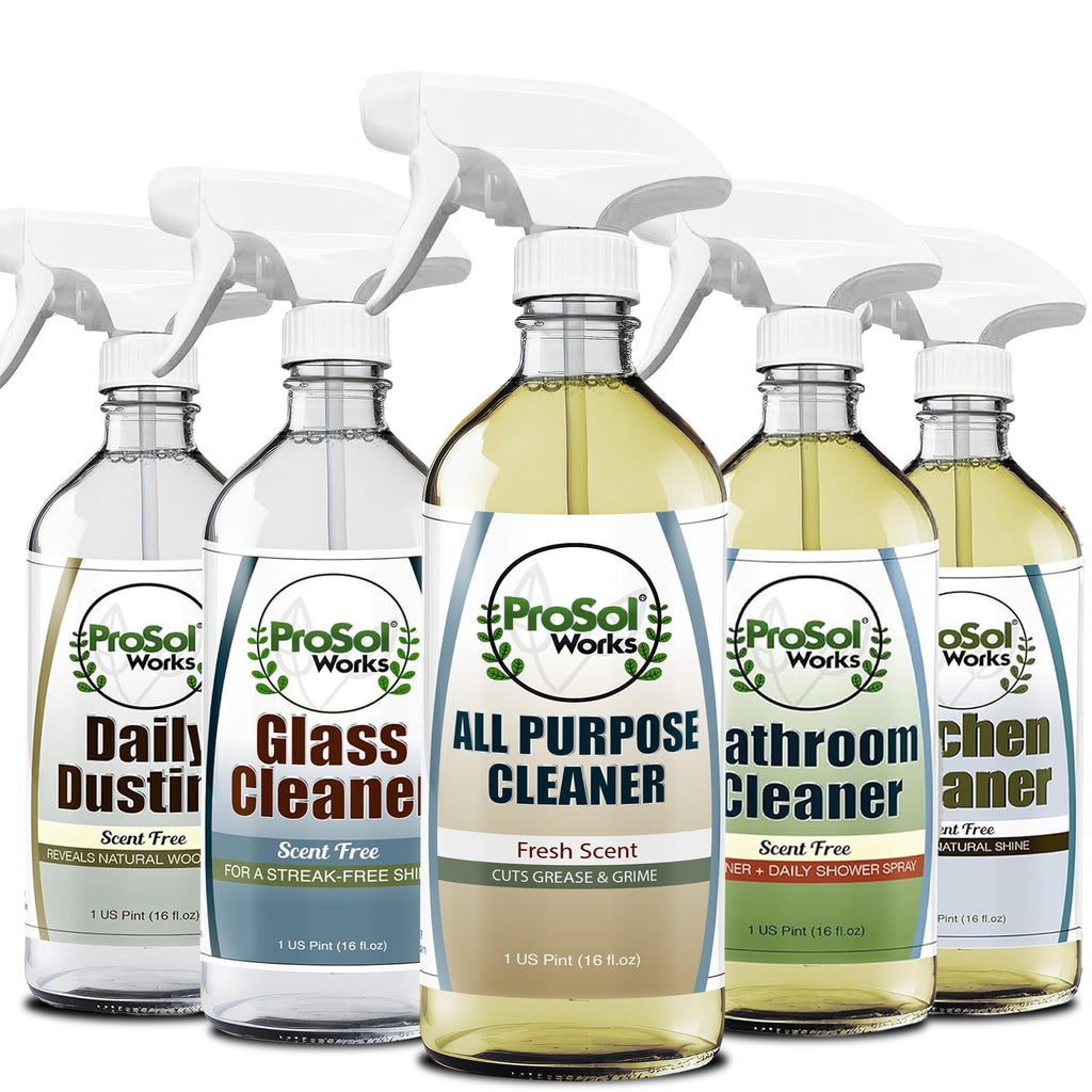 Complete Home Cleaning Kit – 5-Pack - Includes Daily Dusting, Kitchen, All-Purpose, Bathroom & Glass Cleaner - 16 fl oz Each