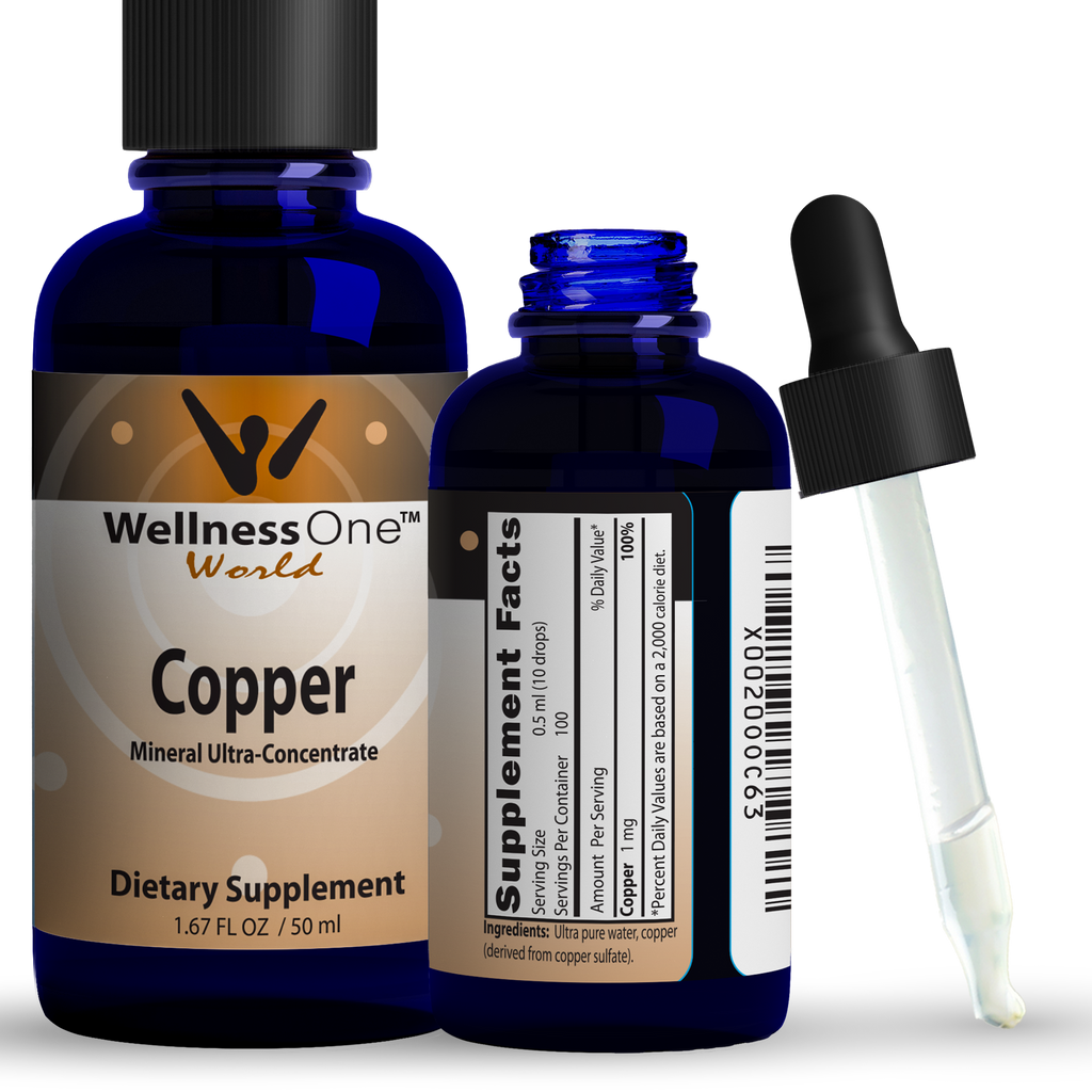 Copper Drops - Liquid Ionic Mineral Dietary Supplement 50 ml Bottle (100 Days at 1mg per 10 Drops)