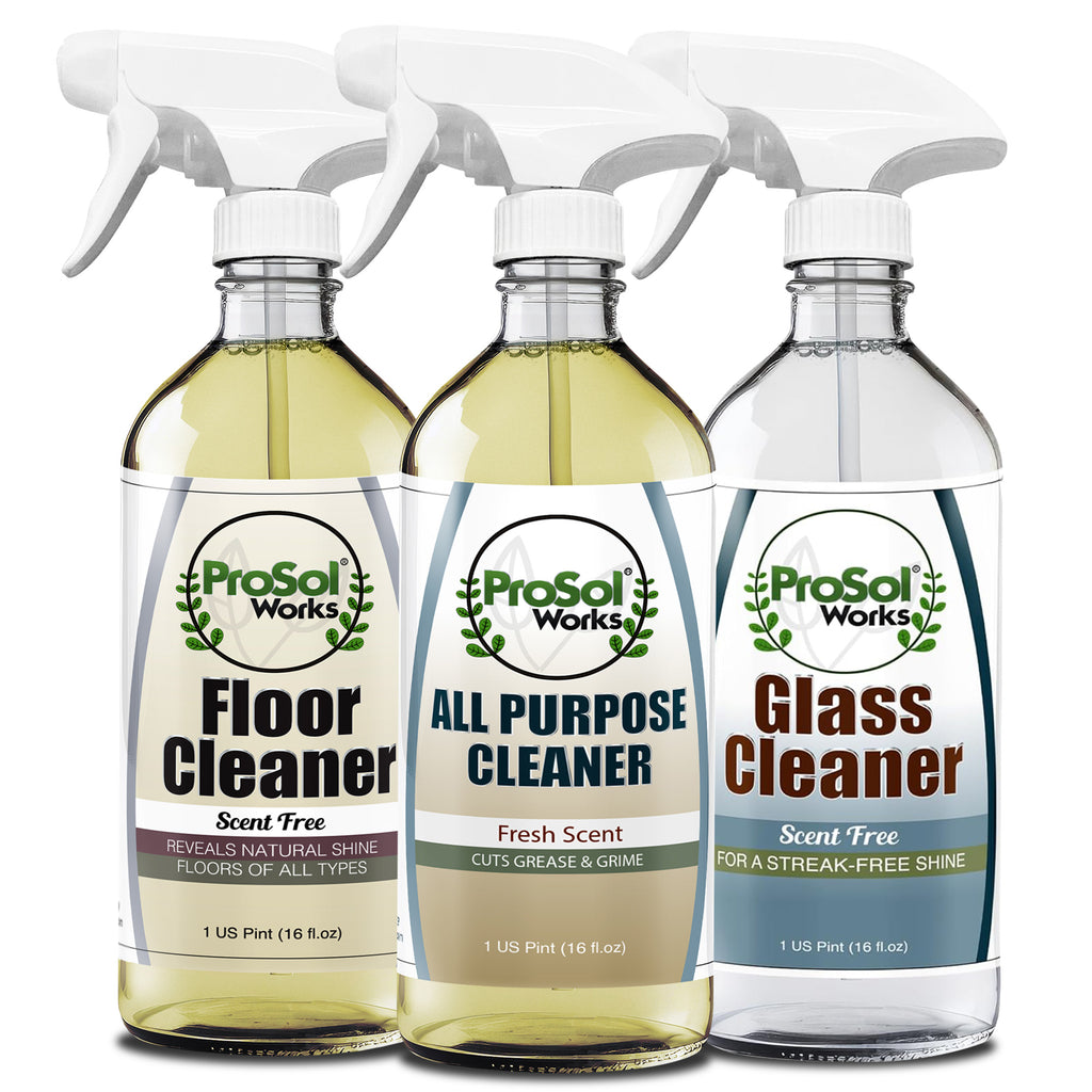 Glass & Surface Cleaning Trio – 3-Pack - Includes All-Purpose Cleaning Spray, Floor & Glass Cleaner - 16 fl oz
