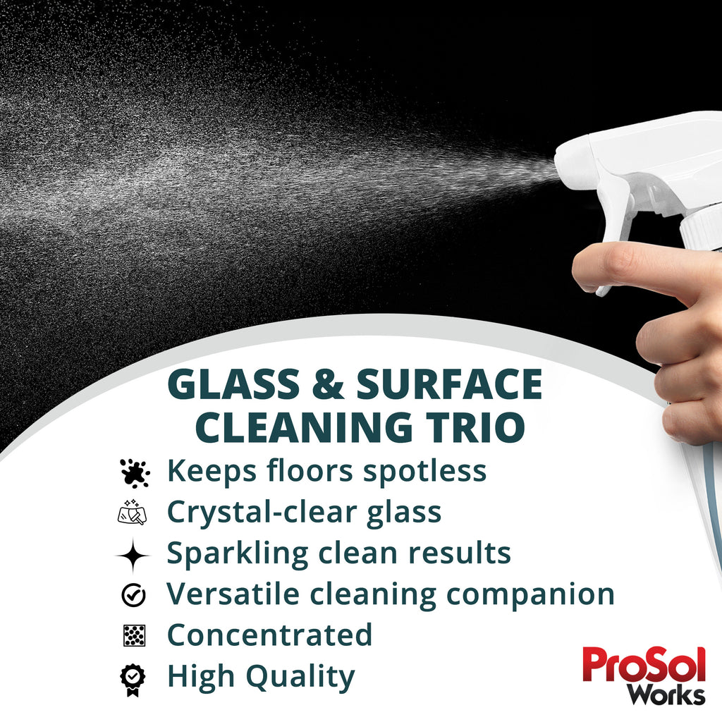 Glass & Surface Cleaning Trio – 3-Pack - Includes All-Purpose Cleaning Spray, Floor & Glass Cleaner - 16 fl oz