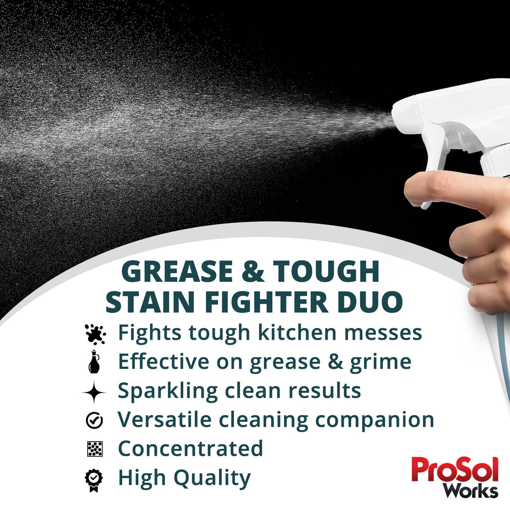Grease & Tough Stain Fighter Cleaning Spay Bundle – 2-Pack - Includes Heavy Duty Grease Cutter & Kitchen Cleaner - 16 fl oz Each