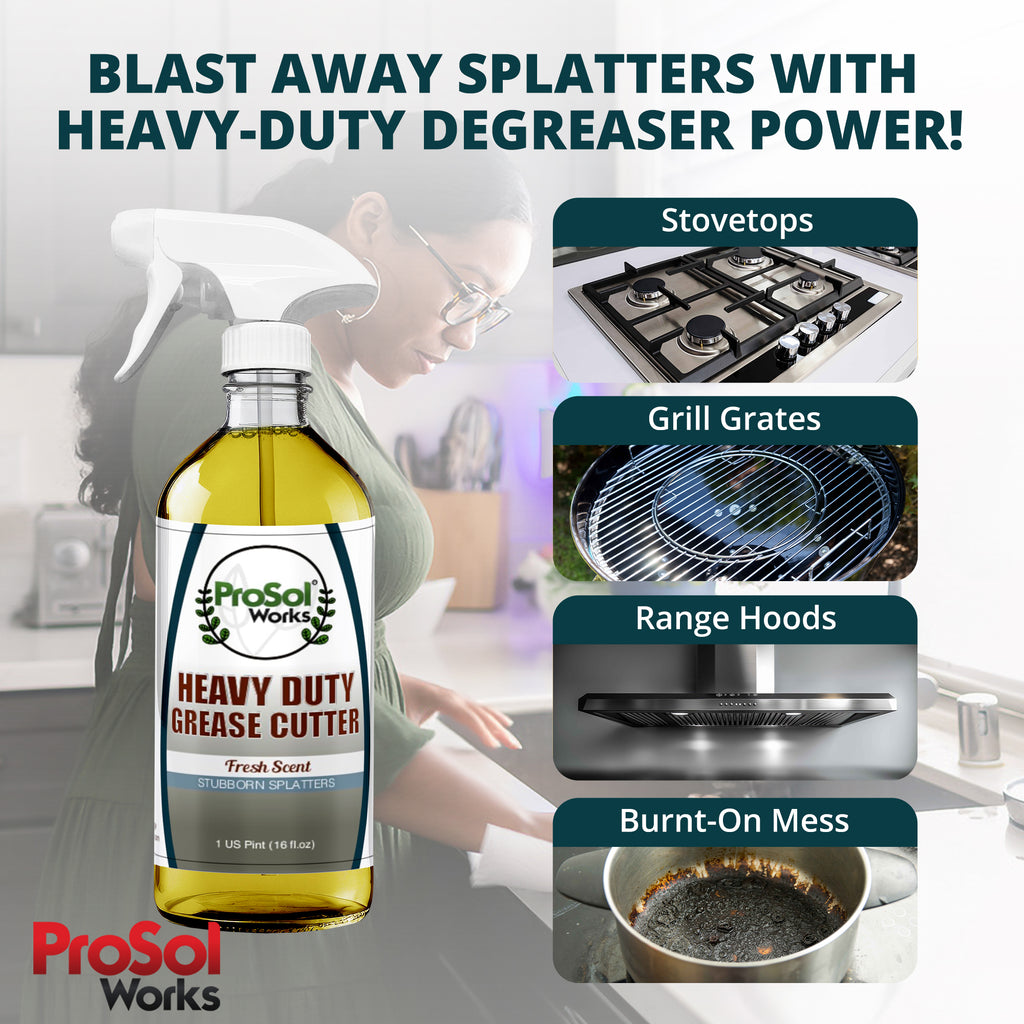 Grease & Tough Stain Fighter Cleaning Spay Bundle – 2-Pack - Includes Heavy Duty Grease Cutter & Kitchen Cleaner - 16 fl oz Each